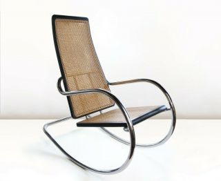 Marcel Breuer Tubular Chrome And Cane Bauhaus Rocking Chair