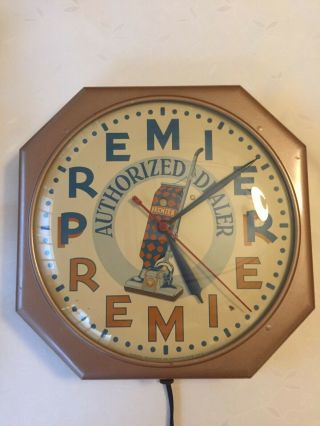 Rare Vintage Premier Vacuum Authorized Dealer Telechron Advertising Clock