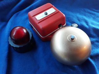 VINTAGE OLD INDUSTRIAL GENT ELECTRIC DOOR FIRE BELL & WARNING ALARM LIGHT LAMP 3