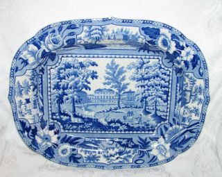 Antique Staffordshire Blue And White Transfer Platter Circa 1830