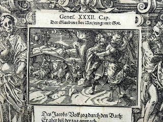 1576 Tob STIMMER 2 woodcuts - Jacob Flees From Laban - Mannerist Borders 6