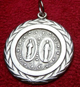 Vintage WWII Chaplin’s Sterling Silver Catholic Miraculous Medal Scapular Medal 10