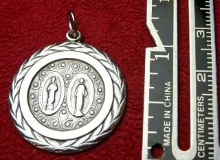 Vintage WWII Chaplin’s Sterling Silver Catholic Miraculous Medal Scapular Medal 4