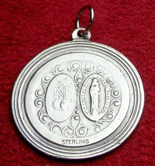 Vintage WWII Chaplin’s Sterling Silver Catholic Miraculous Medal Scapular Medal 5