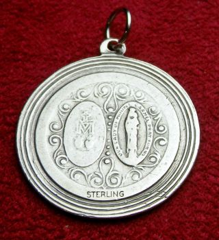 Vintage WWII Chaplin’s Sterling Silver Catholic Miraculous Medal Scapular Medal 7