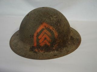 As Found Ww1 American Doughboy Helmet Painted Chevrons