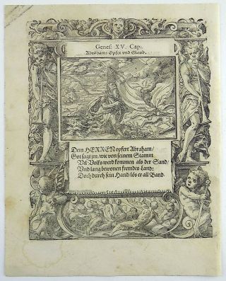 1576 Tob STIMMER 2 woodcuts - GENESIS 14 - 15 ABRAHAM - Mannerist Borders 2