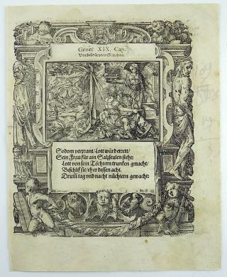 1576 Tob STIMMER 2 woodcuts - GENESIS 14 - 15 ABRAHAM - Mannerist Borders 4