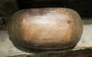 Hand Carved Antique Wooden Dough Bowl,  29 