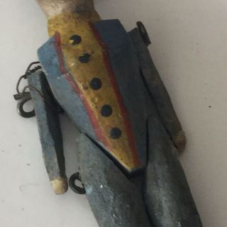 Antique Primitive American Folk Art Hand Carved Miniature Toy Jester - 2.  5” 4