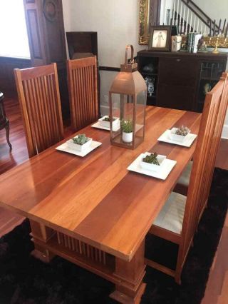 Frank Lloyd Wright - Inspired Custom - Made Solid Cherry Table W/4 Chairs