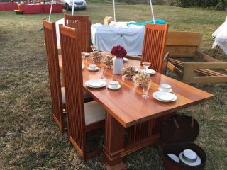 Frank Lloyd Wright - inspired Custom - made Solid Cherry Table w/4 Chairs 5