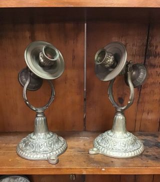 1880 ' s Antique Eastlake Victorian Nautical Brass Candle Holder Sconces 2