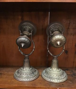 1880 ' s Antique Eastlake Victorian Nautical Brass Candle Holder Sconces 3