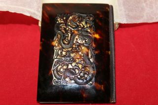 Tortoise Shell Card Case 19thc Antique Chinese Carved Shell