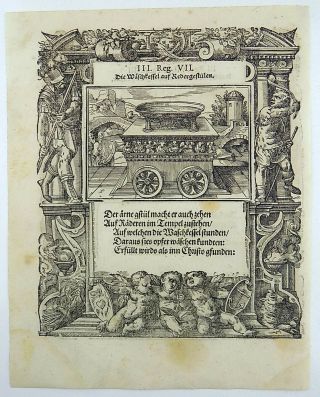 1576 Tob Stimmer 2 Woodcuts - The Temple’s Furnishings - Mannerist Borders