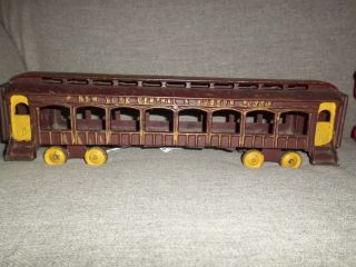 Antique Cast Iron Floor Train Car York Central & Hudson River Ideal C.  1895