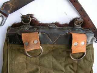 WW II German cowhide pony tornister rucksack backpack carrying bag MARKED 1943 3