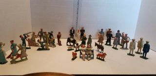 36 Vintage Lead Toy Figures,  Ww1 Barclay,  Manoil Wide Variety Unusual