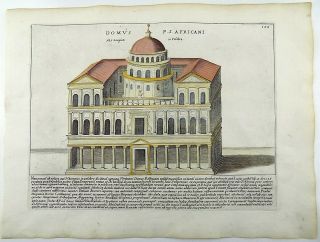 1637 LAURO - House of Publius Cornelius Scipio - Hand color FOLIO engraving 2