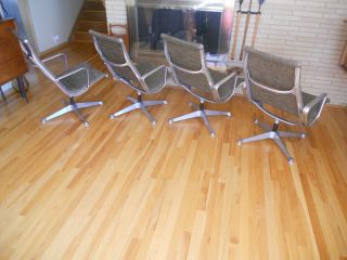 Mid Century Herman Miller Eames Aluminum Group Fabric Lounge Chair 1960 
