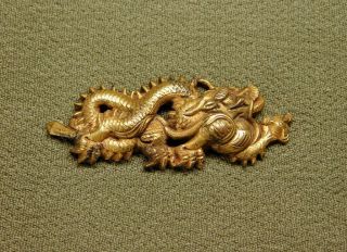 FINE Golden Dragon MENUKI 18 - 19thC Japanese Edo Koshirae Tsuba Antique 2