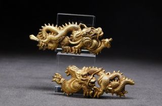 FINE Golden Dragon MENUKI 18 - 19thC Japanese Edo Koshirae Tsuba Antique 4