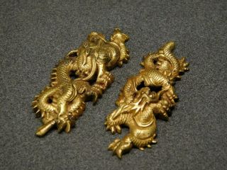 FINE Golden Dragon MENUKI 18 - 19thC Japanese Edo Koshirae Tsuba Antique 8