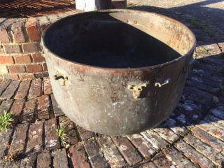 Huge Vintage Copper & Brass Kettle Drum.  Large Aspidistra Planter Garden Pot