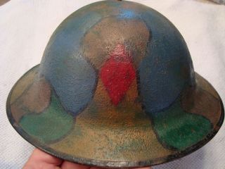 M1917 U.  S.  Army Brodie Helmet W/ 5th Division Red Diamond & Camouflage Paint Job