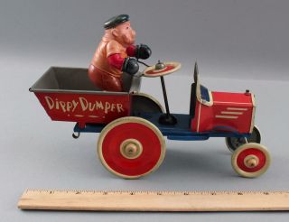 Antique 1930s Marx Popeye Bluto Dippy Dumper Tin Wind - Up Celluloid Toy