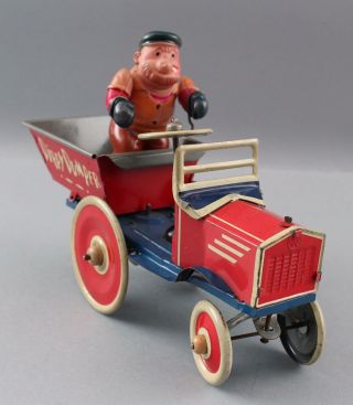 Antique 1930s Marx Popeye Bluto Dippy Dumper Tin Wind - Up Celluloid Toy 3