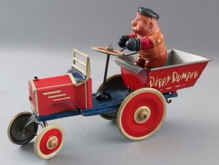 Antique 1930s Marx Popeye Bluto Dippy Dumper Tin Wind - Up Celluloid Toy 5