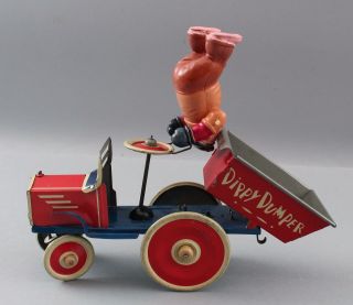 Antique 1930s Marx Popeye Bluto Dippy Dumper Tin Wind - Up Celluloid Toy 9