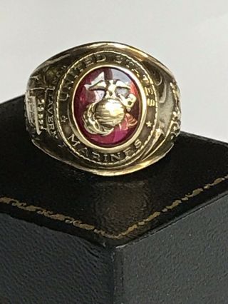 Vintage Usmc United States Marine Corps 10k Gold Ring Size 10 11.  5 Grams