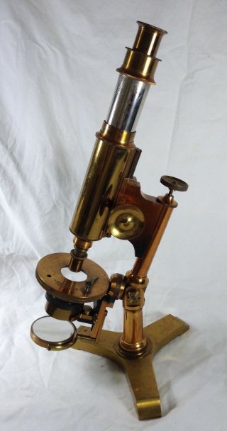 Circa 1887 Bausch & Lomb Investigator Brass Microscope,  Case,  Accessories Lens