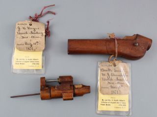 Antique 1871 American Wood Patent Models,  19thc Rifle Breech Loading Inventions