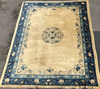 Auth: 19th C Antique Ivory Peking Chinese Rug Investment Grade 9x12 Beauty Nr