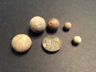 Vintage War Of 1812 Musket Balls And Uniform Button Ny