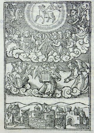 1541 Regnault Bible - Fine Rubricated Woodcut Leaf - Lamb And The 144,  000