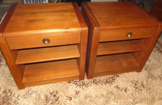 Mid - Century Danish Modern Teak Night Stands (pair) Captains Line D - Scan