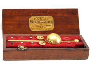 Antique Brass Sikes Hydrometer T.  O.  Blake Circa.  1800 