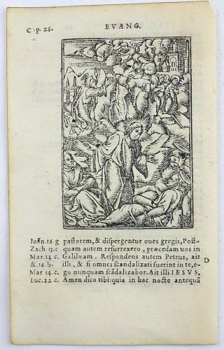 1541 REGNAULT BIBLE - Fine rubricated woodcut leaf - The Plot Against Jesus 2