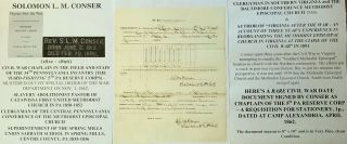 Civil War Abolitionist Clergyman Chaplain 34th Pa Infantry Document Signed 1862