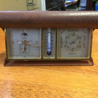 Vintage Angelus Travel Weather Station / Clock / Calendar/ Temp.