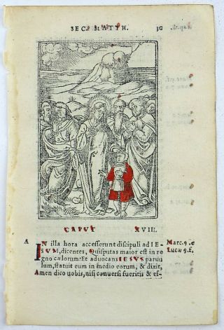 1541 REGNAULT BIBLE - Fine rubricated woodcut leaf - The Kingdom of Heaven 2