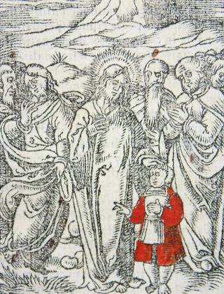 1541 REGNAULT BIBLE - Fine rubricated woodcut leaf - The Kingdom of Heaven 3