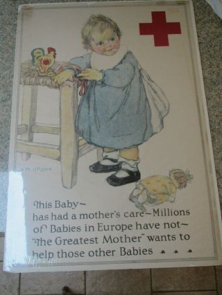 Ww1 Red Cross Poster - A M Upjohn - Millions In Europe - No Mothers Care