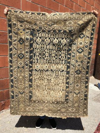 Auth: 19th C Antique Caucasian Rug Rare Kuba Konagehend Wool Cutie 3.  7 x 4.  7 NR 4