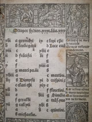 Book of Hours Leaf Vostre Horae Calendar Octoper November Paris 1501 4